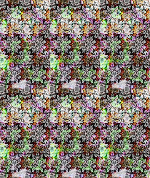 Düz Çiçek Elementleri Tasarımı. Renkli Bahar Teması eskiz kalıbı. Çiçekli çizim şekli. Gri renkli çiçekler.