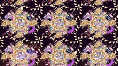 Hediye ambalaj kağıdı, tebrik kartları, posterler ve pankart tasarımı. Siyah renkli çiçekler. Raster düz çiçek çizim deseni.