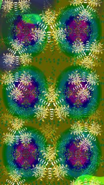 Raster illüstrasyonu. Suluboya tarzında yeşil renkte. Küçük çiçekli bahar deseni çiz.