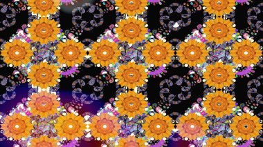 Raster illüstrasyonu. Siyah renkli çiçekler. Küçük çiçekte sevimli çiçek deseni var..