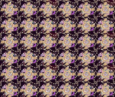 Renkli Bahar Teması eskiz kalıbı. Raster illüstrasyonundaki çiçek desenli çizim. Güzel kumaş deseni. Düz Çiçek Elementleri Tasarımı.