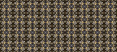 Gri ve kahverengi renklerde kusursuz desen. Raster altın pürüzsüz desen. Doğu tarzı arabesk tarzında altın elementler. Kusursuz altın desenli bukleler..