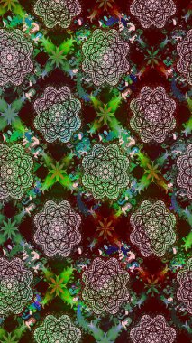 Kahverengi renkli şirin çiçek deseni. Raster Modaya uygun kumaş deseni. Renkli Bahar Teması eskiz kalıbı. Düz Çiçek Elementleri Tasarımı.