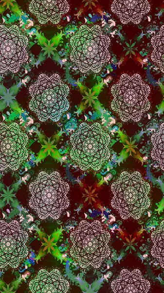 Kahverengi renkli şirin çiçek deseni. Raster Modaya uygun kumaş deseni. Renkli Bahar Teması eskiz kalıbı. Düz Çiçek Elementleri Tasarımı.