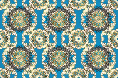 Noel, kar tanesi, yeni yıl. Mavi, bej ve altın elementli nötr renklerde kusursuz klasik desen. Mavi, bej ve nötr renklerdeki altın pürüzsüz desen altın elementlerle.