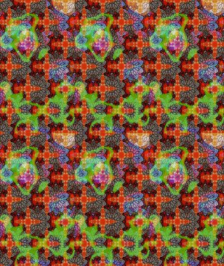 Raster illüstrasyonundaki çiçek desenli çizim. Kahverengi renkte çiçekler.