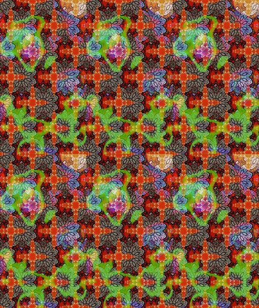 Raster illüstrasyonundaki çiçek desenli çizim. Kahverengi renkte çiçekler.