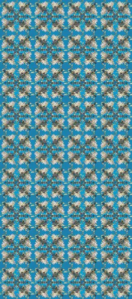 Altın antika ortaçağ dekoratifi, yapraklar ve mavi, gri ve nötr renklerde altın desenli desenler. Kusursuz kraliyet lüksü, altın barok kumaş rengi..