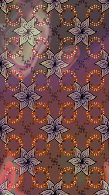 Dallı bahar çiçekleriyle desen, kahverengi renklerle çiçek siluetiyle desen. Raster deseni.