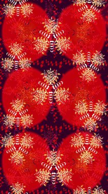 Kırmızı renkte çiçekler. Düz Çiçek Elementleri Tasarımı. Renkli Bahar Teması eskiz kalıbı. Raster illüstrasyonunda çiçek deseni çizimi.