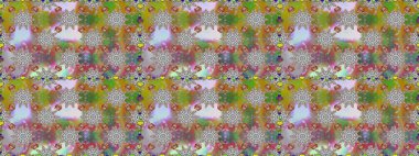 Çiçeksiz desenli, suluboya elle çizilmiş elementler. Parlak renkli fantezi çiçekleri, yapraklar, gri ve nötr renklerde tomurcuklar gri ve nötr.