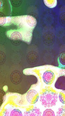 Renkli Bahar Teması eskiz kalıbı. Yeşil renkli çiçekler. Raster illüstrasyonundaki çiçek desenli çizim. Düz Çiçek Elementleri Tasarımı.