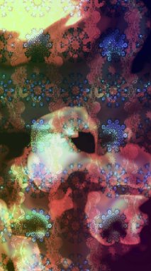 Raster illüstrasyonundaki çiçek desenli çizim. Kahverengi renkli çiçekler. Düz Çiçek Elementleri Tasarımı. Renkli Bahar Teması çizim şablonu.