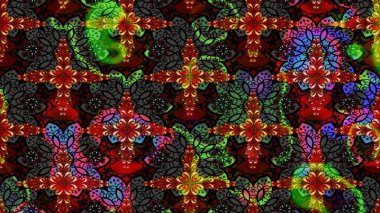 Suluboya elle çizilmiş çiçek desenli eskiz deseni. Parlak renkli fantezi çiçekleri, yapraklar, siyah renkli tomurcuklar.