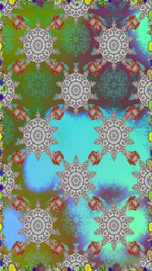 Çiçek kompozisyonu. Çiçek kolajı. Doğa. - Mavi ve gri çiçekler. Raster deseni. Çiçek arkaplan. Küçük çiçekte güzel desen var..