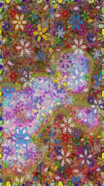 Parlak renkli çiçekleri ve kahverengi ve nötr renklerde yaprakları olan şaşırtıcı, pürüzsüz çiçek deseni. Modern çiçek arkaplanı. Moda baskıları için zarif bir şablon. Halk stili.