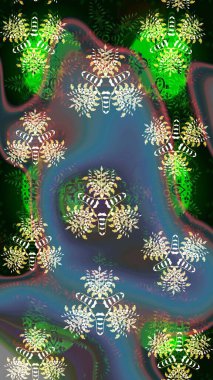 Modern stil dokusu. Çiçek desenli raster, mavi ve yeşil çizgi grafik deseni soyut raster arkaplan.