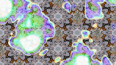 Tarafsız renklerde parlak çiçekli halı eşkali..