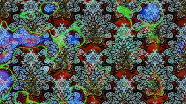 Raster illüstrasyonu. Mavi kıvırcık çiçekler mavi renkte şekillenir. Klasik çiçek tasarım elementleri.