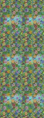 Çiçekli yaz çiçekleri. Küçük çiçekte güzel bir desen. Küçük renkli çiçekler. Moda baskıları için zarif bir şablon. Motley illüstrasyonu. Çizim.