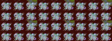 Tropik çiçek desenleri. Kahverengi renkli çiçekler. Raster illüstrasyonu.