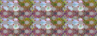 Ağaç dallı bahar çiçekleriyle desen, gri ve kahverengi renkler ve çiçek silueti. Raster deseni.