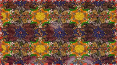 Elle çizilmiş çiçek desenli Raster çizimi. Tekstil, kumaş, ambalaj, hatıra defteri için hoş bir çiçek arkaplanı. Çocuksu tasarım. Kahverengi arkaplanda.