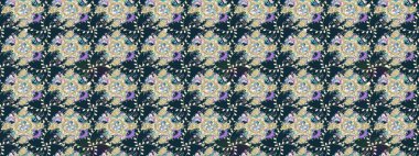 Raster illüstrasyonundaki çiçek desenli çizim. Suluboya tarzında mavi renkte çiçekler.