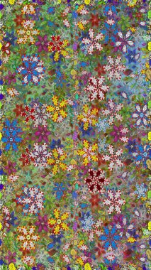 El çizimi, soyut ve süslü elementler. Yaz çiçekleri teması. Suluboya resim taklit Raster çizimi. Klasik çiçekler. Yeşil ve tarafsız renkler.