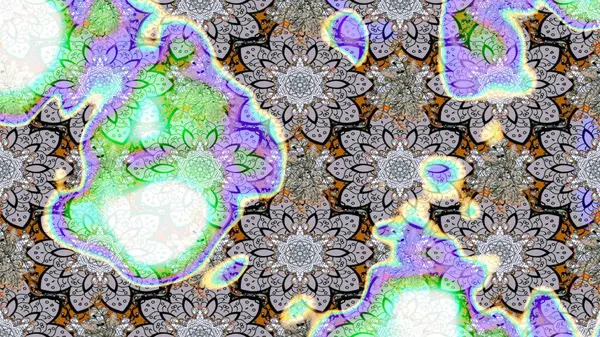 Tarafsız renklerde parlak çiçekli halı eşkali..