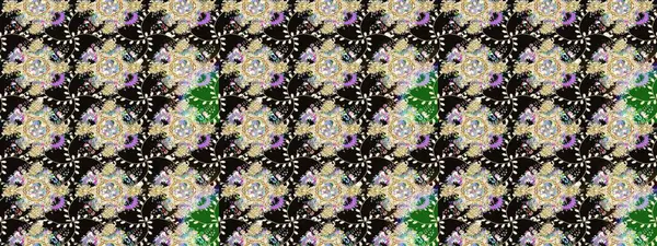 Eski usul. Kumaş, tekstil, duvar kağıdı baskısı için. Raster illüstrasyonu. Renkli desenli eskiz deseni, siyah çiçekler ve dekoratif elementlerle. Taslak arkaplan.
