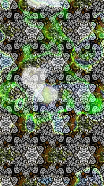 Çiçek desenli raster, gri çizgi grafik desenli soyut raster arkaplan. Modern stil dokusu.