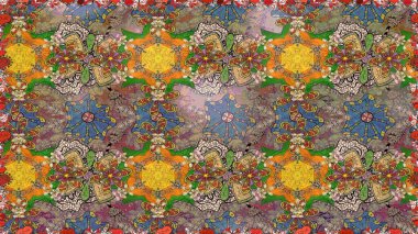 Çiçekli karalama şeklinde Raster çiçek deseni. Nazik, sevimli çiçek arkaplanı. Kahverengi renkte çiçekler.