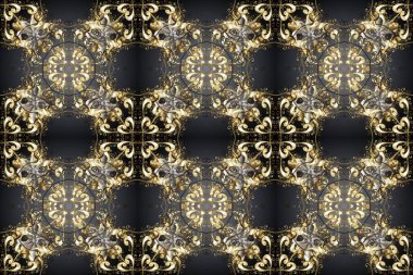 Doğulu stili altın desenleri gri, kahverengi ve bej renklerinde altın elementlerle donatır. Raster altın desen. Kusursuz kıvırcık saçlar..