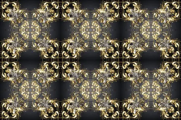 Doğulu stili altın desenleri gri, kahverengi ve bej renklerinde altın elementlerle donatır. Raster altın desen. Kusursuz kıvırcık saçlar..