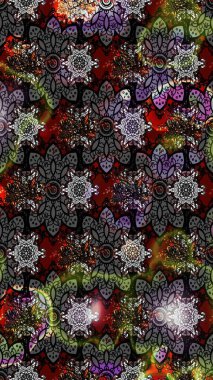 Süslü kumaş deseni. Çiçekli çiçek deseni, suluboya. Raster deseni.