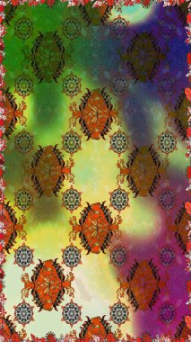 Yeşil renkli çiçekler. Raster illüstrasyonunda kusursuz çiçek deseni. Düz Çiçek Elementleri Tasarımı. Renkli Bahar Teması Kusursuz Arkaplan.