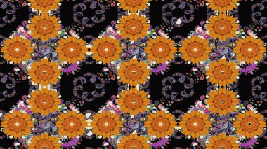 Siyah renkli çiçekler. Düz Çiçek Elementleri Tasarımı. Güzel çiçek deseni. Renkli Bahar Teması çizim şablonu.