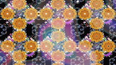 Bej çiçekli bahar çiçekleri. Moda baskıları için zarif bir şablon. Küçük renkli çiçekler. Küçük çiçekte güzel bir desen. Motley illüstrasyonu.