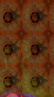 Sevimli çiçek raster deseni. Düz Çiçek Elementleri Tasarımı. Renkli Yaz Temalı eskiz kalıbı. Kahverengi renkte çiçekler.