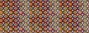 Doodle tarzı. Tekstil ve kapak tasarımı için mükemmel. Elle çizilmiş sonbahar çiçeği deseni. Renkli kahverengi çizim deseni. Kahverengi renkte çiçekler.