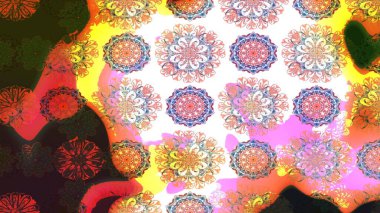 Şirin çiçekler. Çizgi çizimi kalıbı. Raster Moda kumaş deseni.