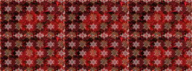 Halk tarzı. Modern çiçek arkaplanı. Parlak renkli çiçekleri ve kahverengi ve kırmızı renkte yaprakları olan harika, pürüzsüz çiçek deseni. Moda baskıları için zarif bir şablon.