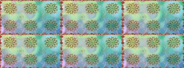 Mavi ve nötr renklerde Asya tekstil tarzında. Kusursuz çiçek deseni. Raster illüstrasyonu.