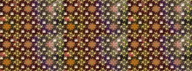 Renkli Yaz Temalı eskiz kalıbı. Kahverengi renkli çiçekler. Raster Illustrasyon 'daki Çiçek Deseni' nin son moda çizimi. Düz Çiçek Elementleri Tasarımı.