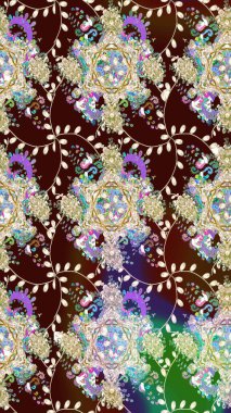 Raster - stok. Kahverengi çiçekli eskiz deseni, suluboya çiçek deseni, sevimli çiçek, duvar kağıdı, kart veya kumaş için fayanslı.