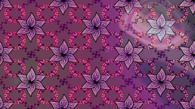Çiçeksel çizim kalıbının yansıması. Vadinin çiçekleri mor renklerde.