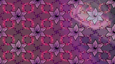 Çiçeksel çizim kalıbının yansıması. Vadinin çiçekleri mor renklerde.