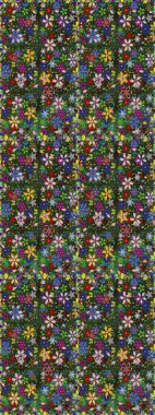 Raster illüstrasyonu. Çiçekli güzel suluboya desen. Yeşil ve gri renklerde.