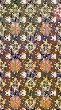 Raster stili kumaş deseni. Çiçekler suluboya çizim deseni.